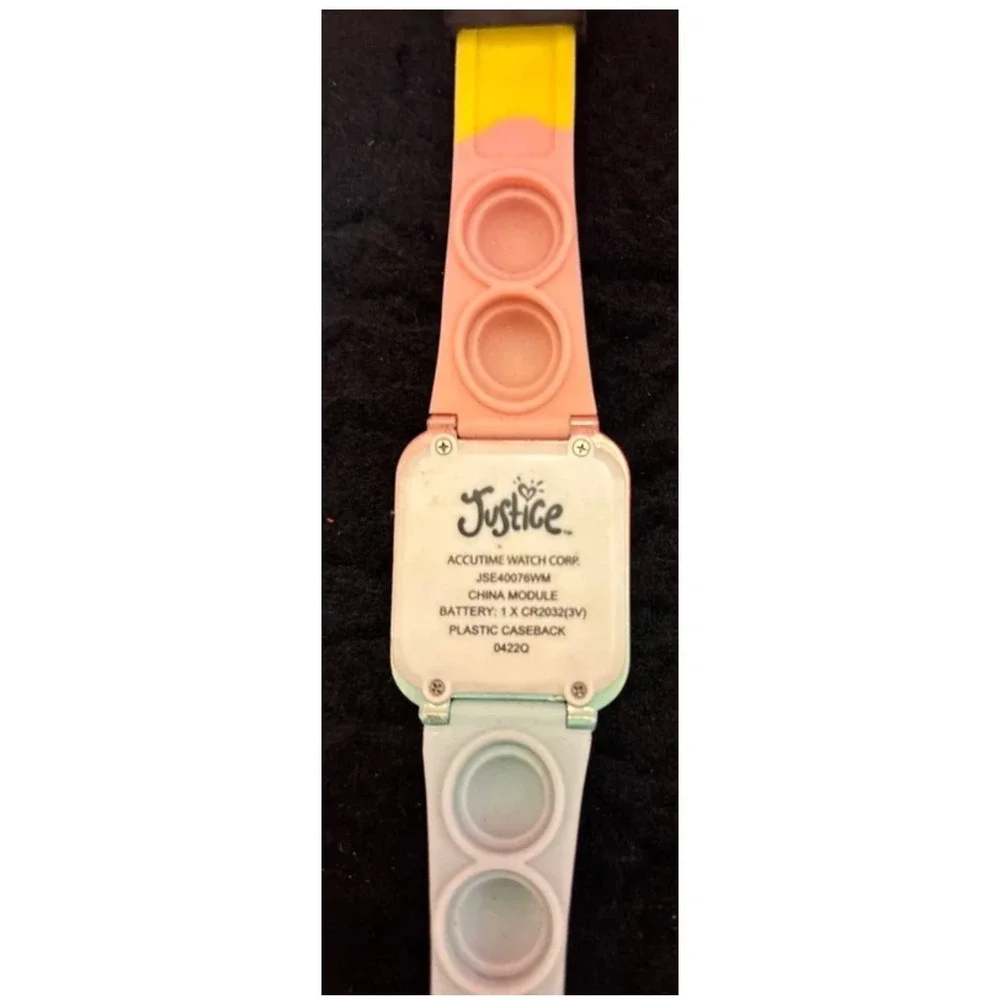 Justice Sport Girls Digital Watch Rainbow Ombre Fidget Pop It Strap JSE40076WM